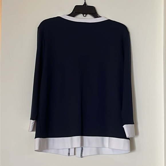 Natural Navy and White One Button Cardigan, Size Large - Picture 2 of 12